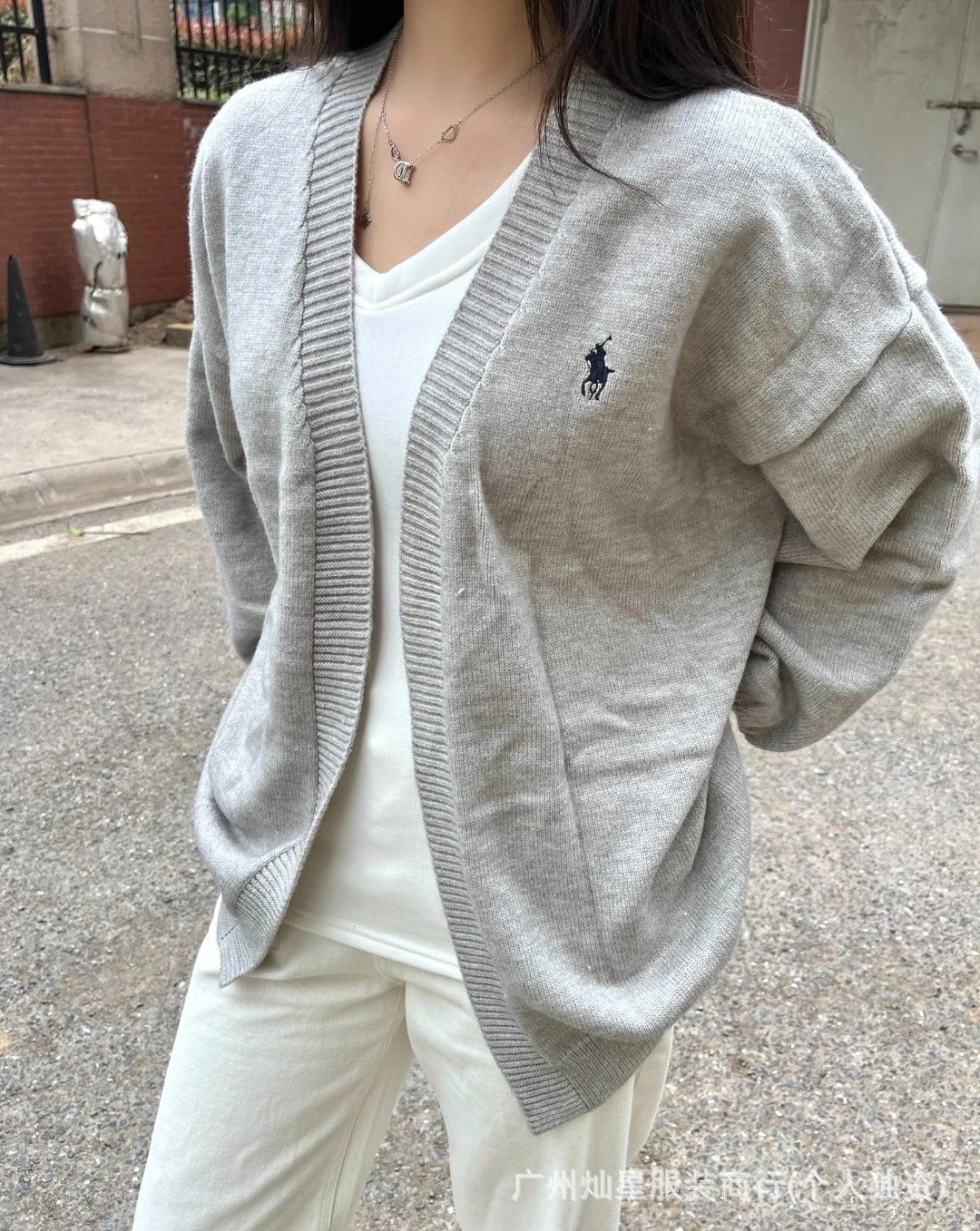 Polo Ralph Lauren Oversized V-Neck Cardigan Light Blue - 6