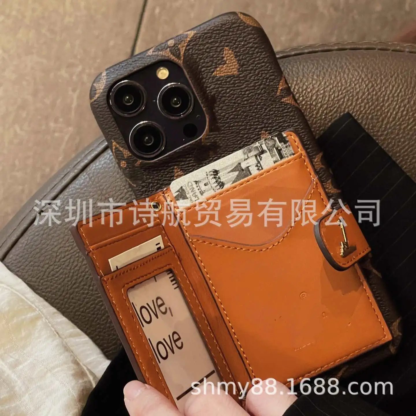 Louis Vuitton Phone Cases Monogram Card Holder Strap Case image 4