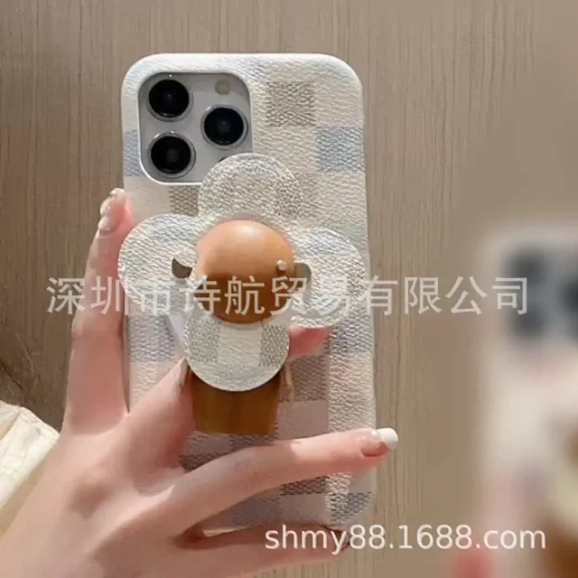 Unbranded Phone Cases Checkered Textured Case with Magnetic Flower Stand product detail image 5