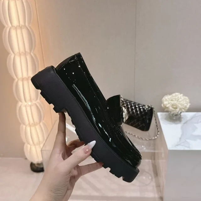 Unbranded High Heels Patent Platform Loafers with Floral Ornament product detail image 6