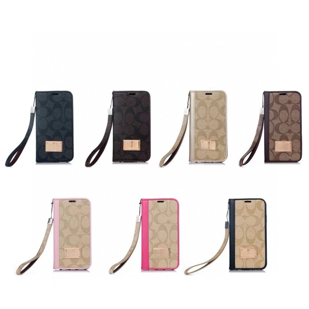 Unbranded Phone Cases Flip wallet case with wrist strap and monogram pattern product image