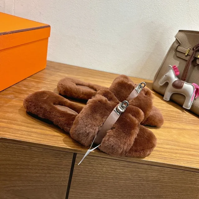 Unbranded Slippers Faux Fur H-Buckle Slide product detail image 18