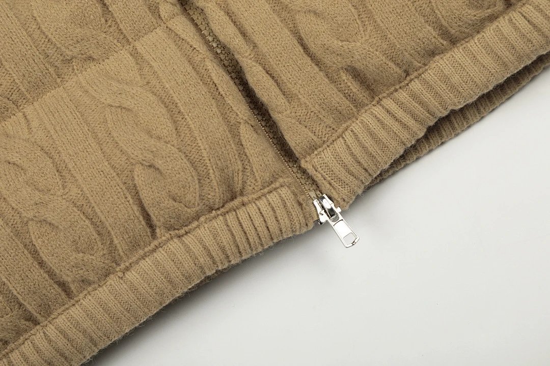 Ralph Lauren Cable Knit Puffer Hoodie Gray Outerwear - 15
