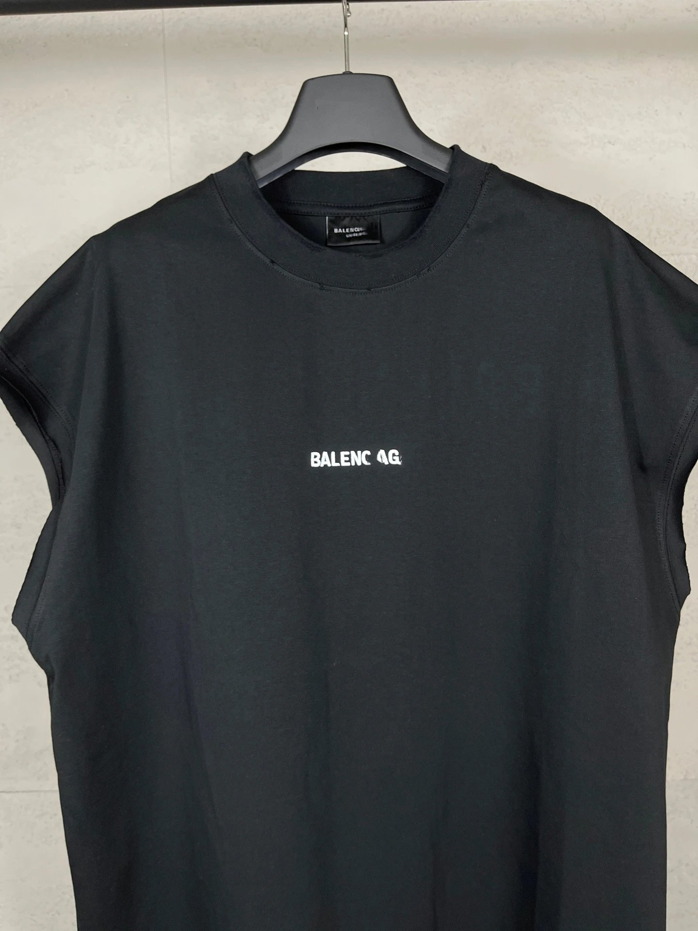 Balenciaga AG Logo Print Black Sleeveless T-Shirt - 12
