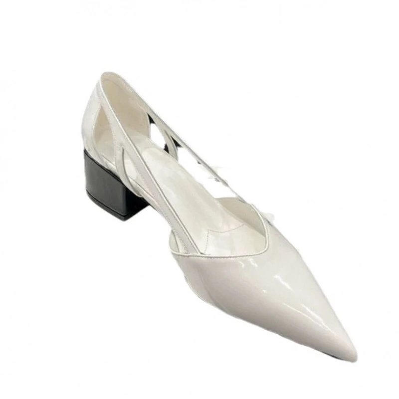 Unbranded High Heels Pointed-Toe Cutout Block-Heel Pumps image 5