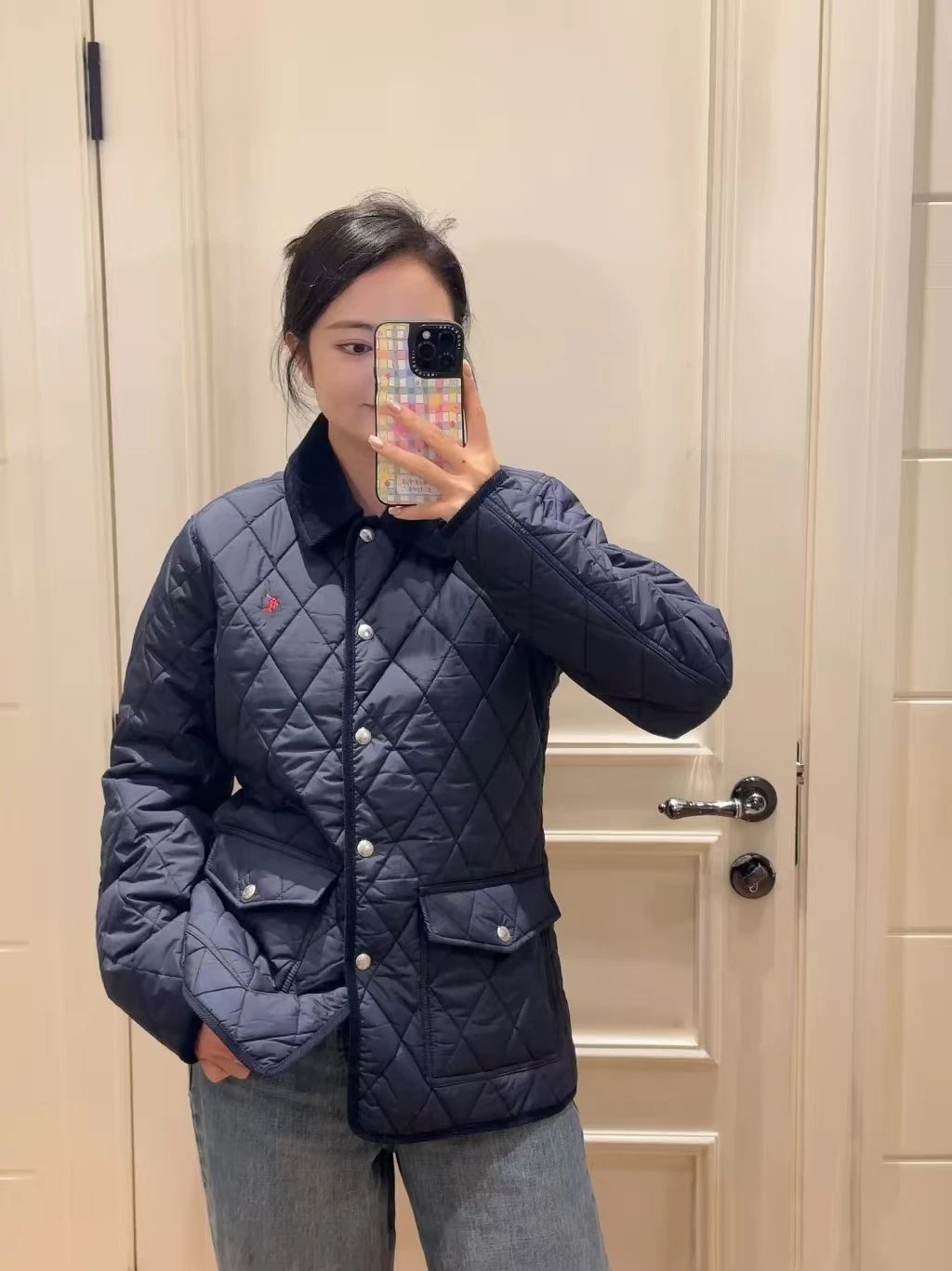 Ralph Lauren Quilted Diamond Stitch Navy Jacket - 8