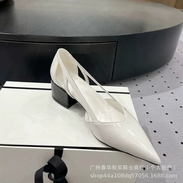 Unbranded High Heels Pointed-Toe Cutout Block-Heel Pumps product detail image 7