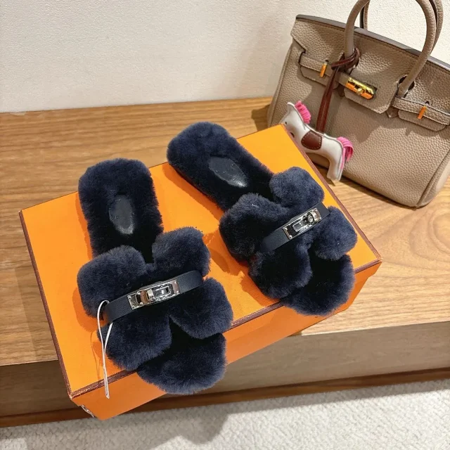 Unbranded Slippers Faux Fur H-Buckle Slide product detail image 14