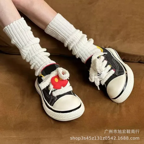 Minnie Mouse x Custom Canvas Sneakers White Pink Polka Dot Bow Casual Shoes - 10