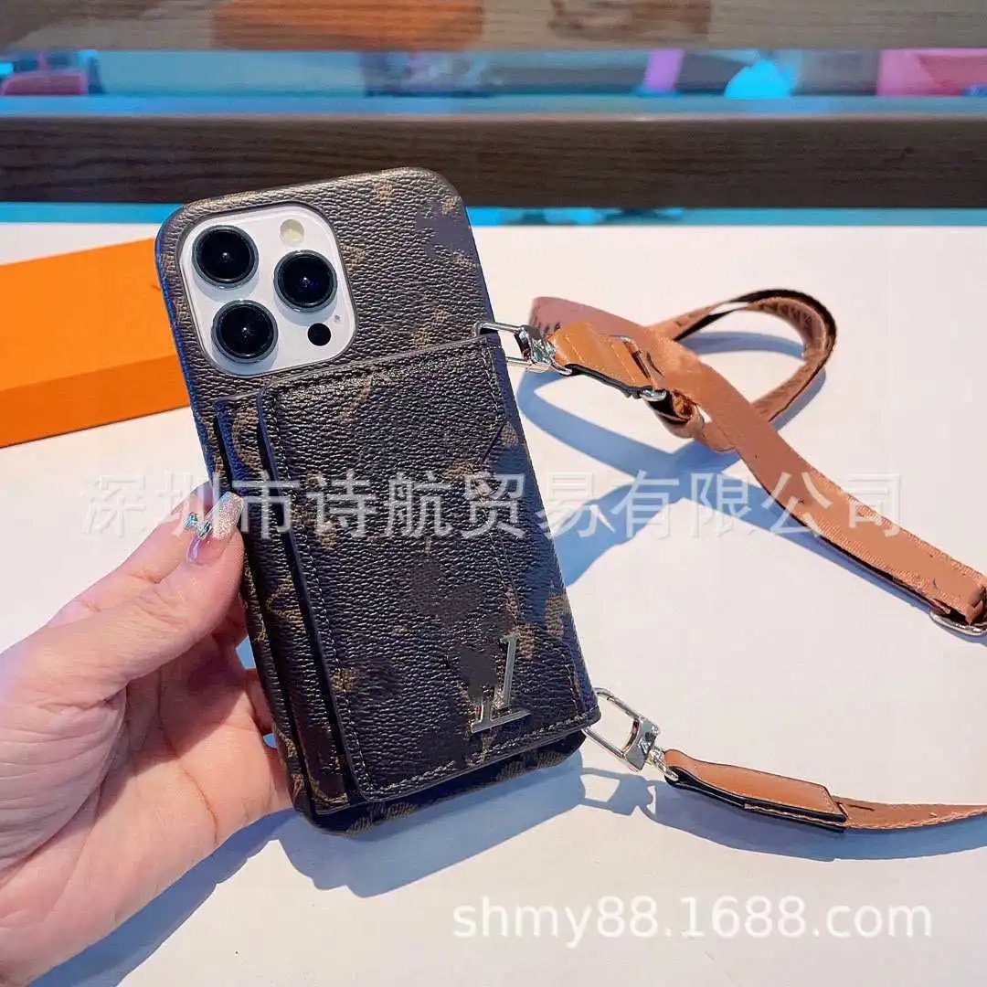 Louis Vuitton Phone Cases Monogram card holder case with detachable shoulder strap image 2