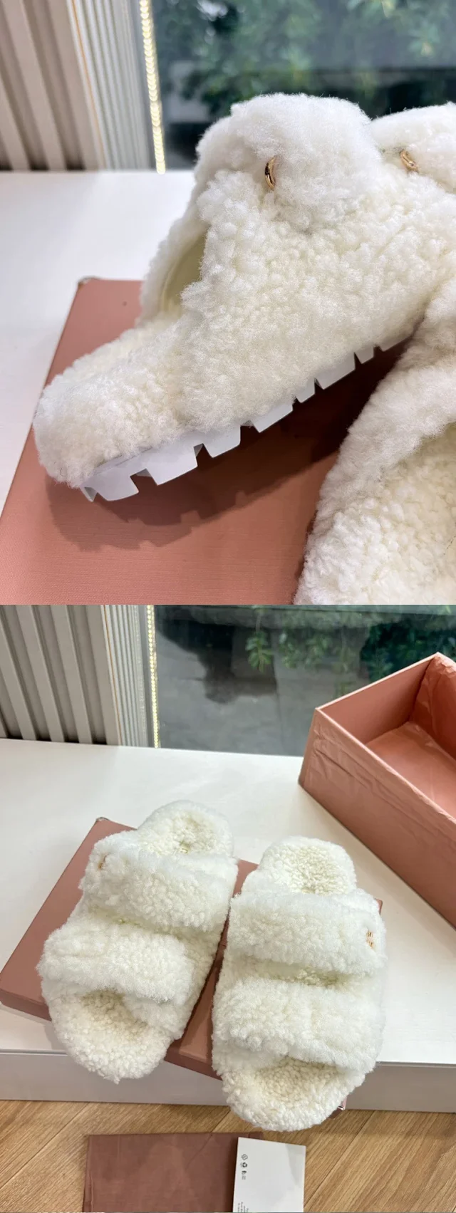 Unbranded Slippers Faux Fur Double-Strap Open-Toe product detail image 6