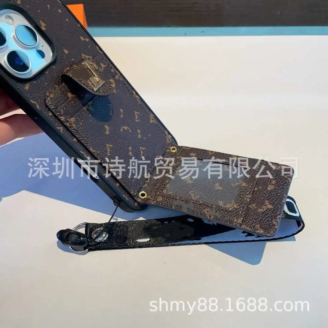Unbranded Phone Cases Monogram-Print Card Holder Wrist Strap Case image 4
