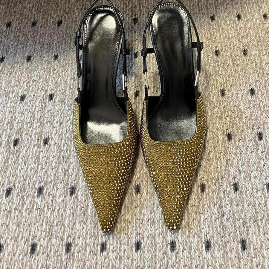Unbranded High Heels Rhinestone Pointed-Toe Slingback Pumps image 3