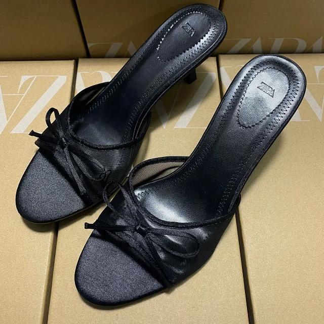 Zara High Heels Open-Toe Bow Mule product detail image 1