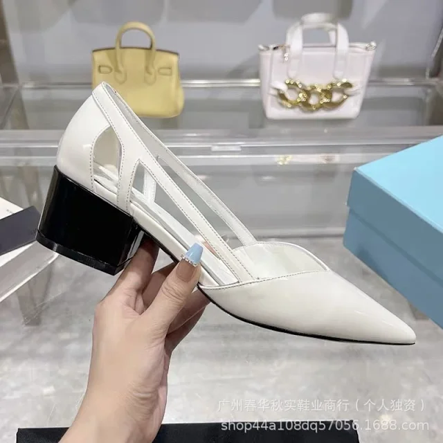Unbranded High Heels Pointed-Toe Cutout Block-Heel Pumps product detail image 6