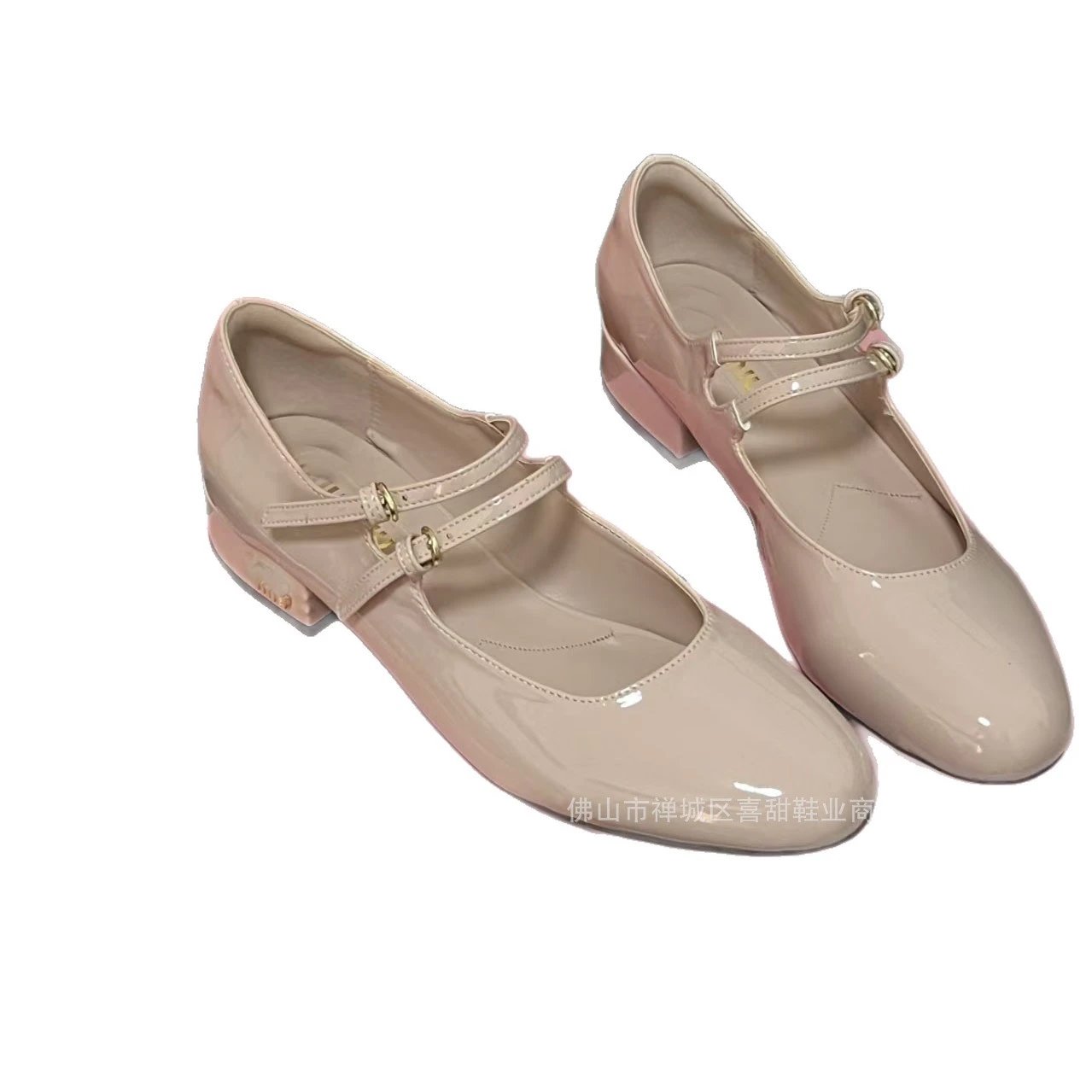 Unbranded High Heels Patent Double-Strap Mary Jane Low Block-Heel Shoes image 5