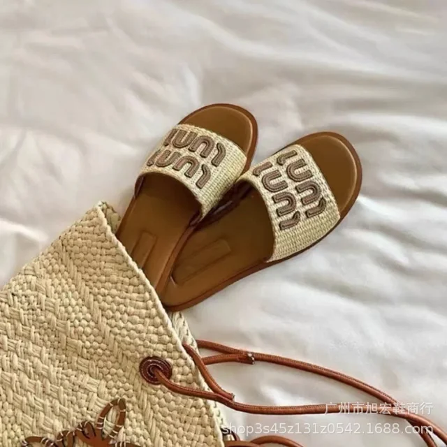 SHEIN Slippers Woven Single-Band Slide with Embroidered Loop Detail product detail image 6