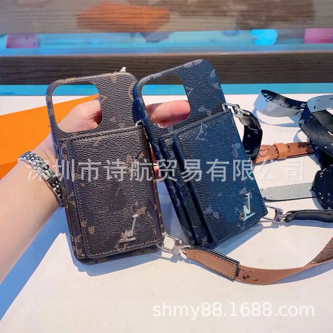 Unbranded Phone Cases Monogram-Pattern Card Holder Case with Detachable Shoulder Strap image 1