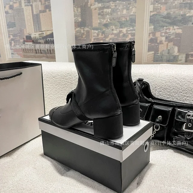 Chanel Boots Bow Colorblock Ankle with Patent Toe Caps product detail image 6