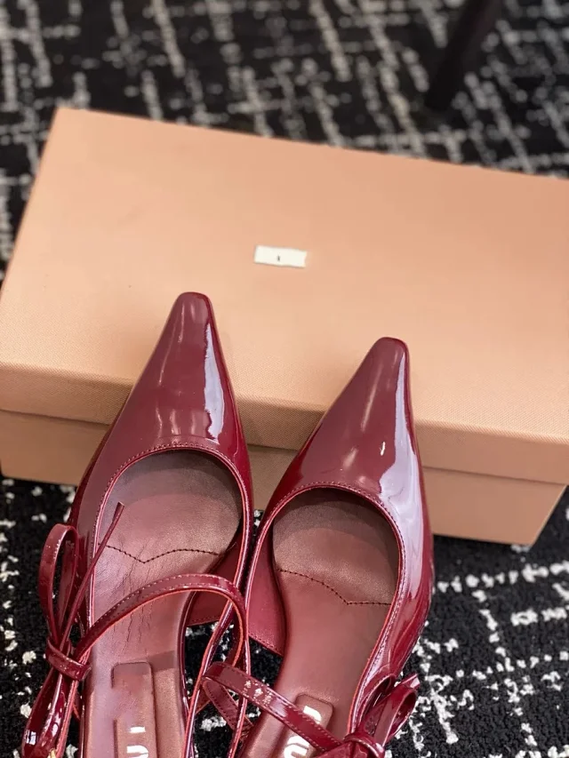 Unbranded High Heels Pointed-Toe Patent Slingback Bow product detail image 9