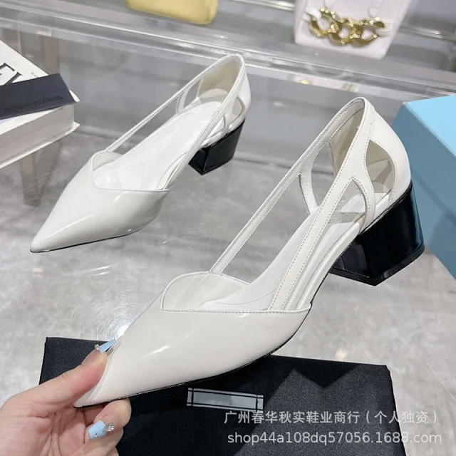 Unbranded High Heels Pointed-Toe Cutout Block-Heel Pumps product detail image 5