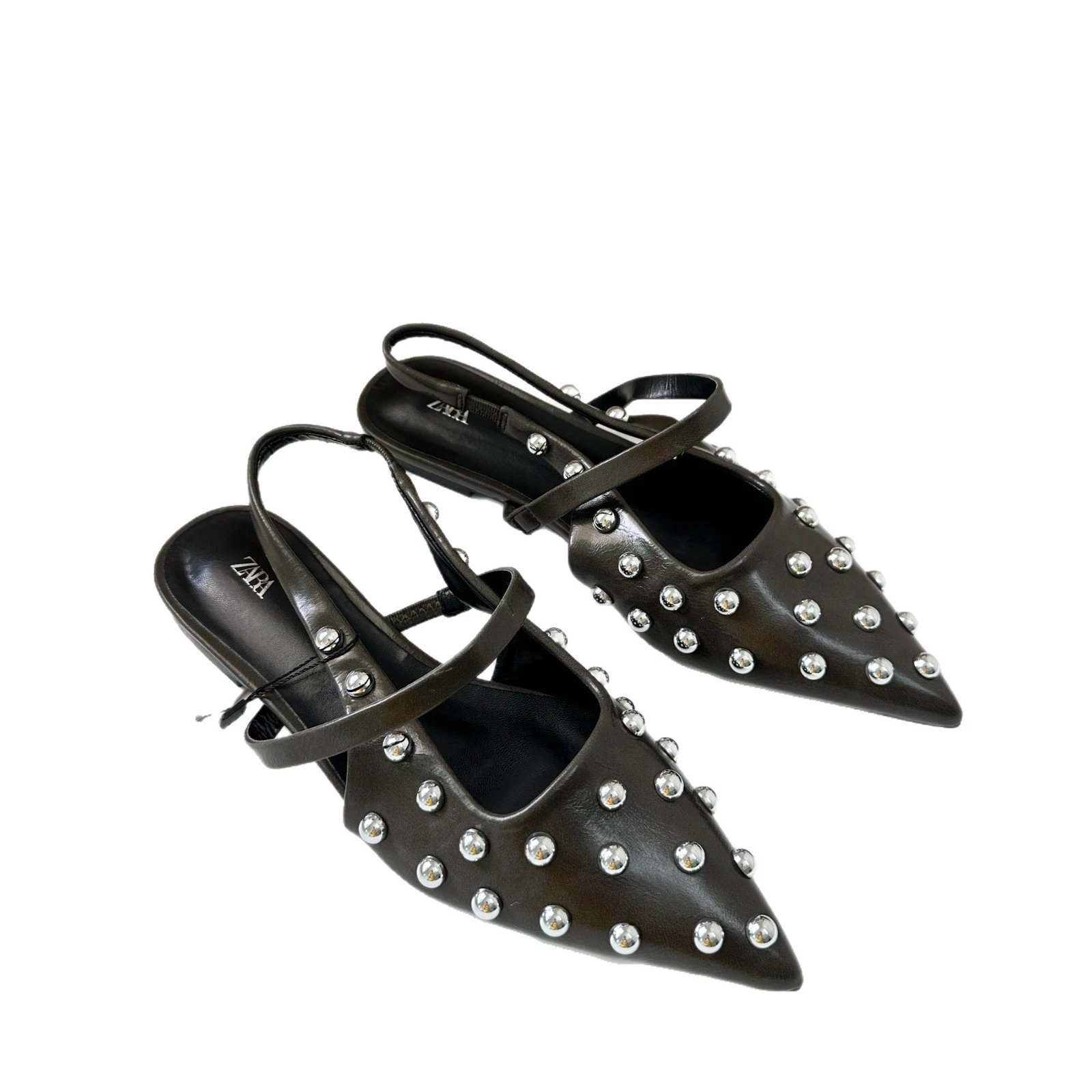 ZARA Sandals Studded Pointed-Toe Slingback image 5
