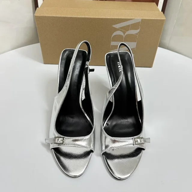 ZARA High Heels Patent slingback open-toe buckle stiletto product detail image 5