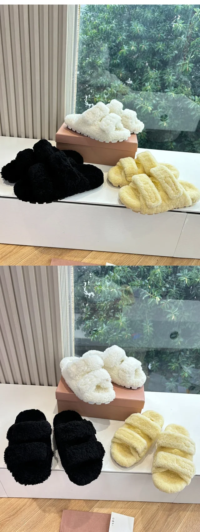 Unbranded Slippers Faux Fur Double-Strap Open-Toe product detail image 1