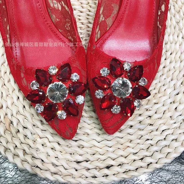 Dolce & Gabbana High Heels Pointed-Toe Lace Pumps with Crystal Floral Embellishment product detail image 17