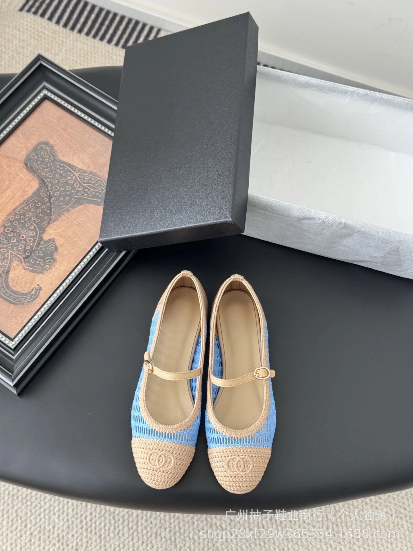 Chanel Mary Jane Block Heel Knit Black Shoes - 4