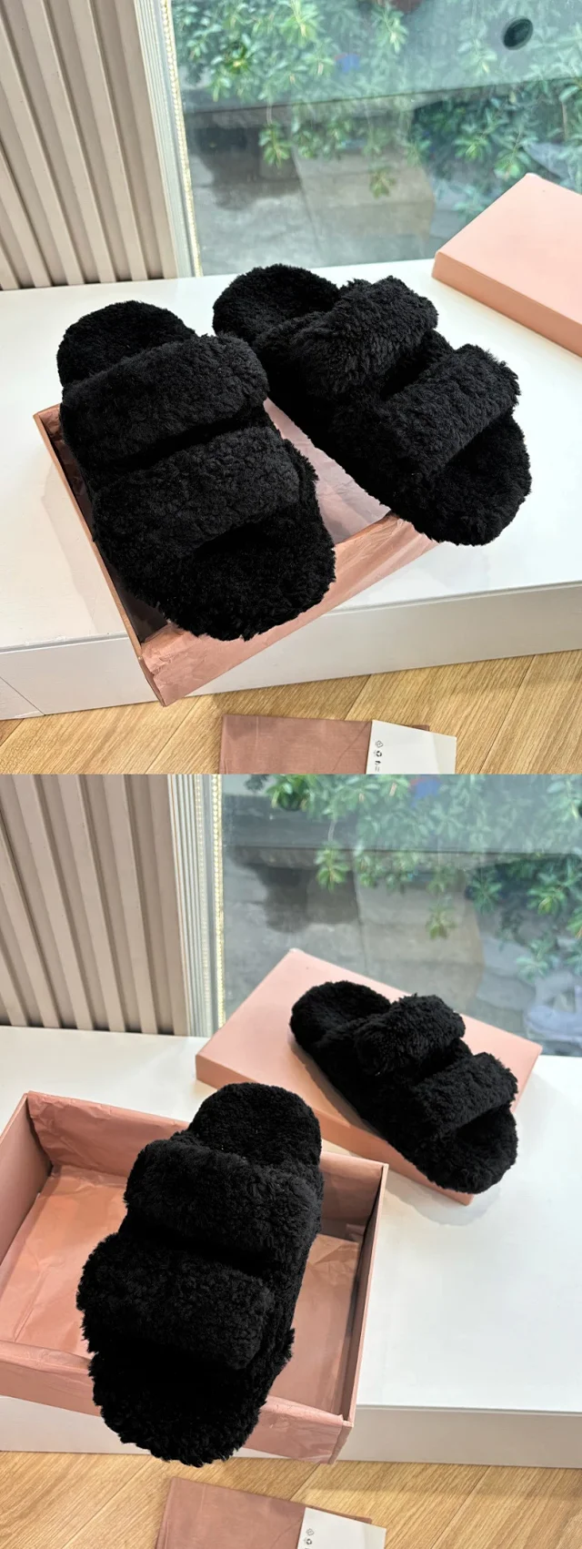 Unbranded Slippers Faux Fur Double-Strap Open-Toe product detail image 2
