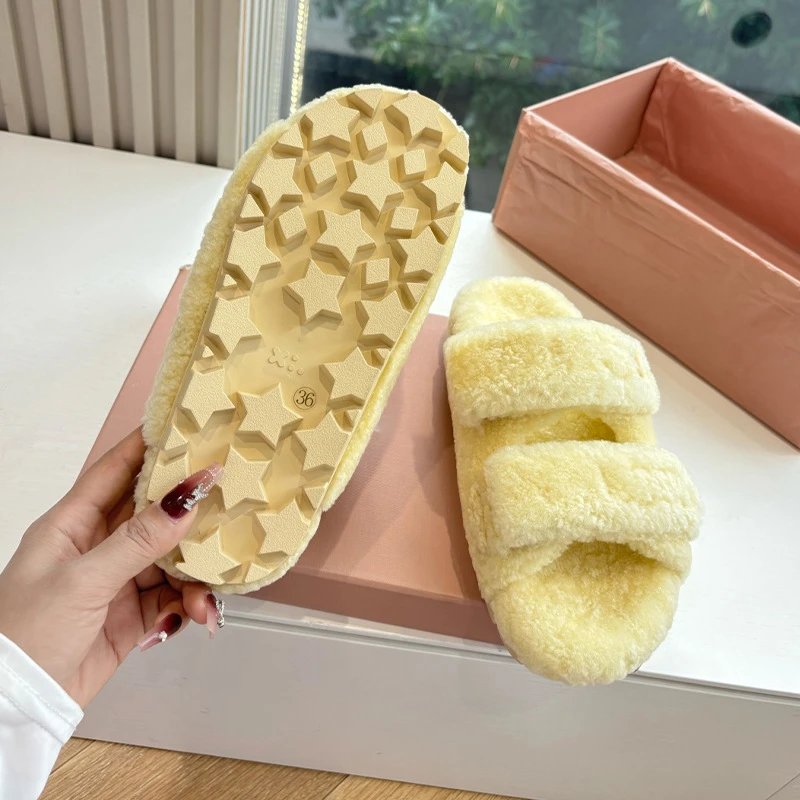 Unbranded Slippers Faux Fur Double-Strap Open-Toe image 4