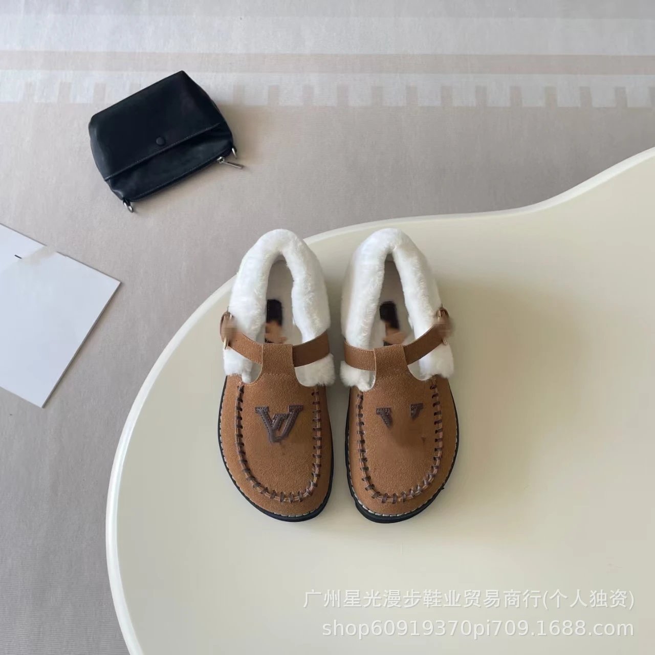 UGG T-Strap Shearling Loafers Gray - 8