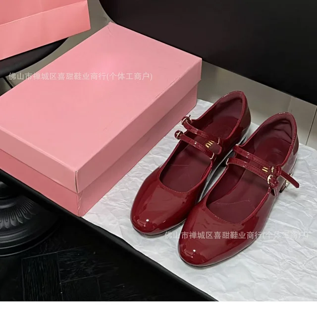Unbranded High Heels Patent Double-Strap Mary Jane Low Block-Heel Shoes product detail image 8