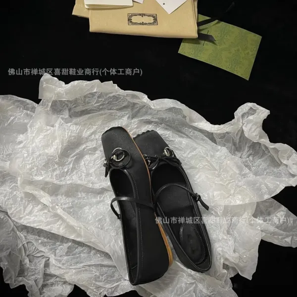 Gucci Horsebit Mary Jane Flats Black Leather Shoes - 1