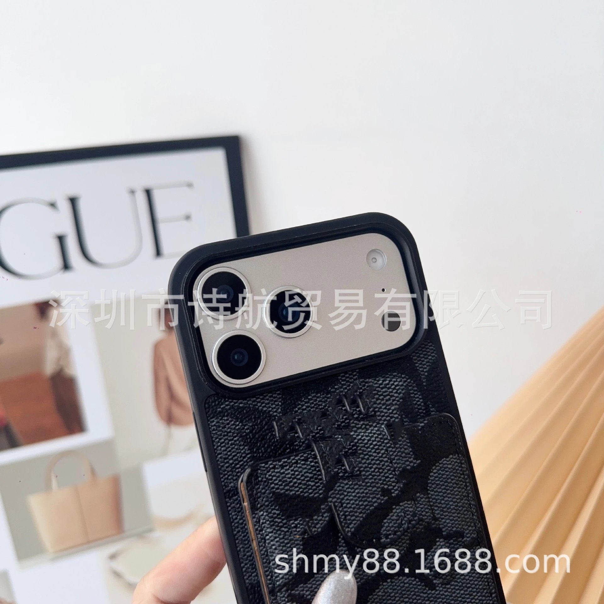 Coach Signature Print Cardholder Phone Case with Strap Black - 9