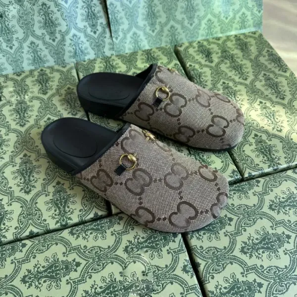 Gucci GG Marmont Slide Loafers Beige Multicolor Slippers - 1