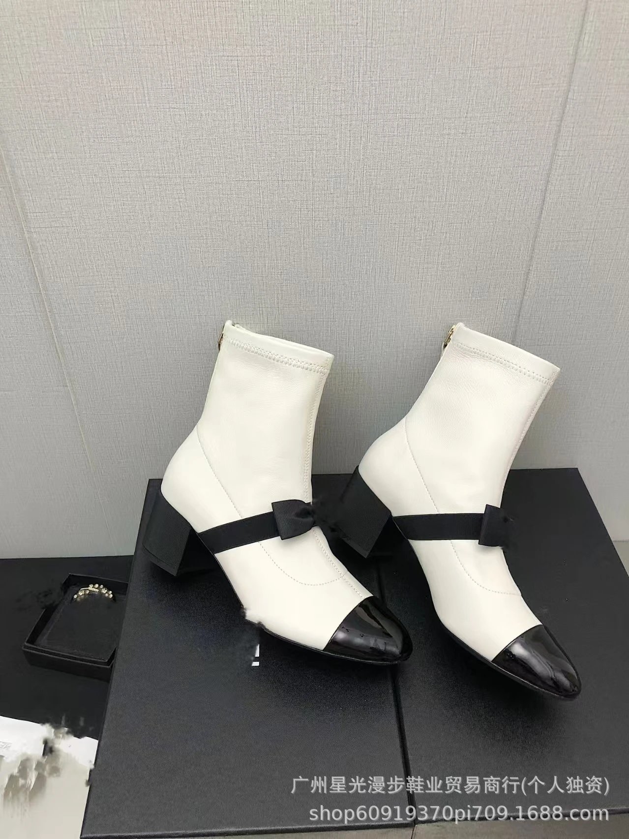 Chanel Combat Boots Black Leather Platform Lace-Up Boots - 11