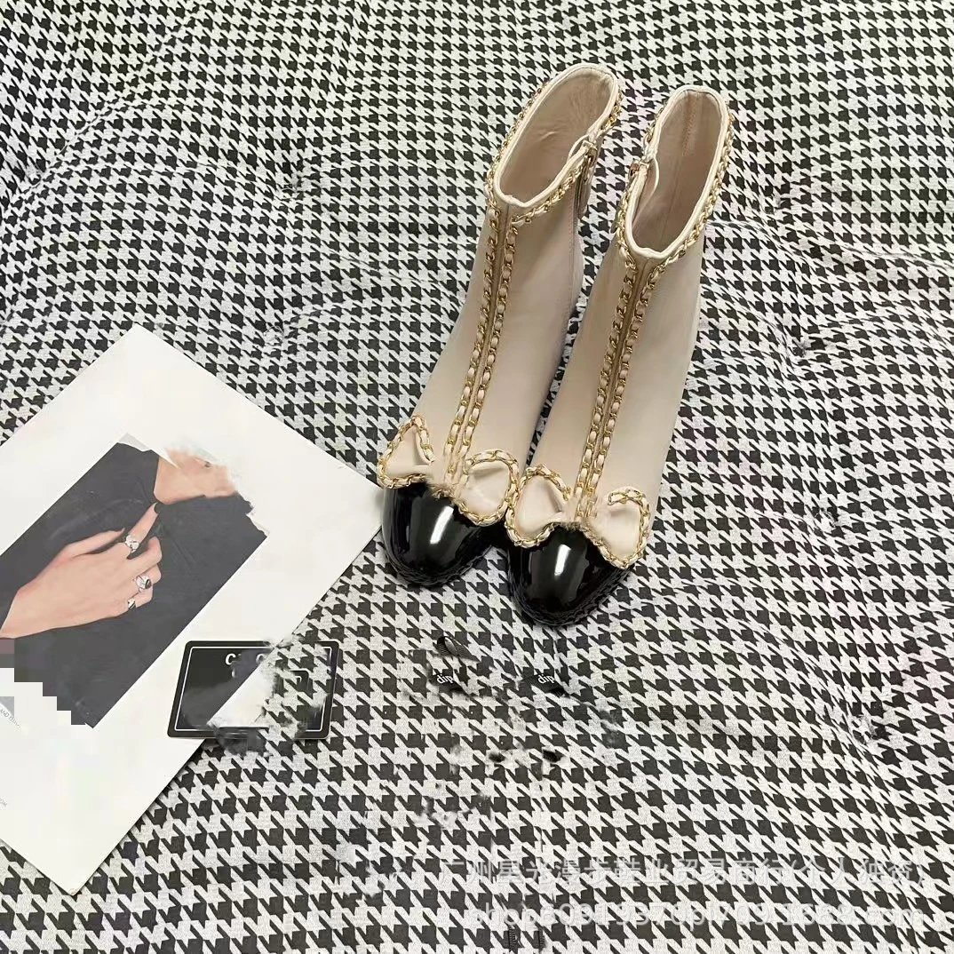 Chanel Combat Boots Black Leather Platform Lace-Up Boots - 19