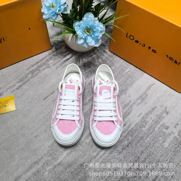 Louis Vuitton LV Trainer Pink Canvas Sneakers - 1
