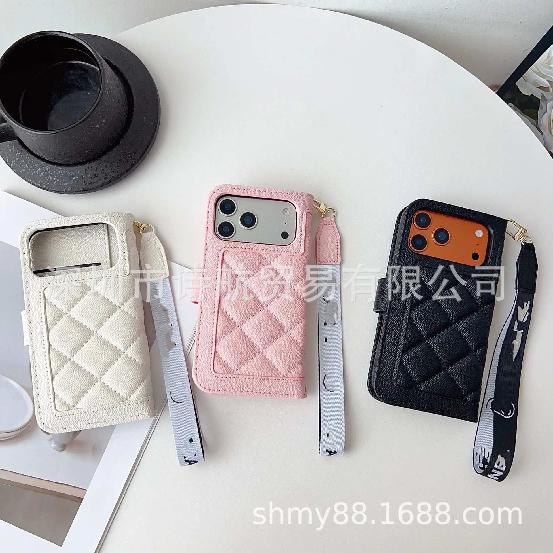 Chanel Classic Quilted Phone Wallet Case Black with Strap - 5