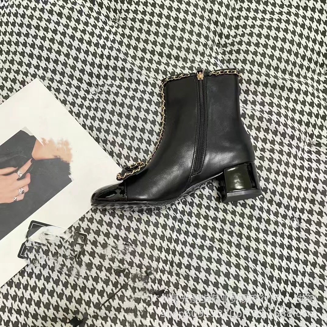 Chanel Combat Boots Black Leather Platform Lace-Up Boots - 20