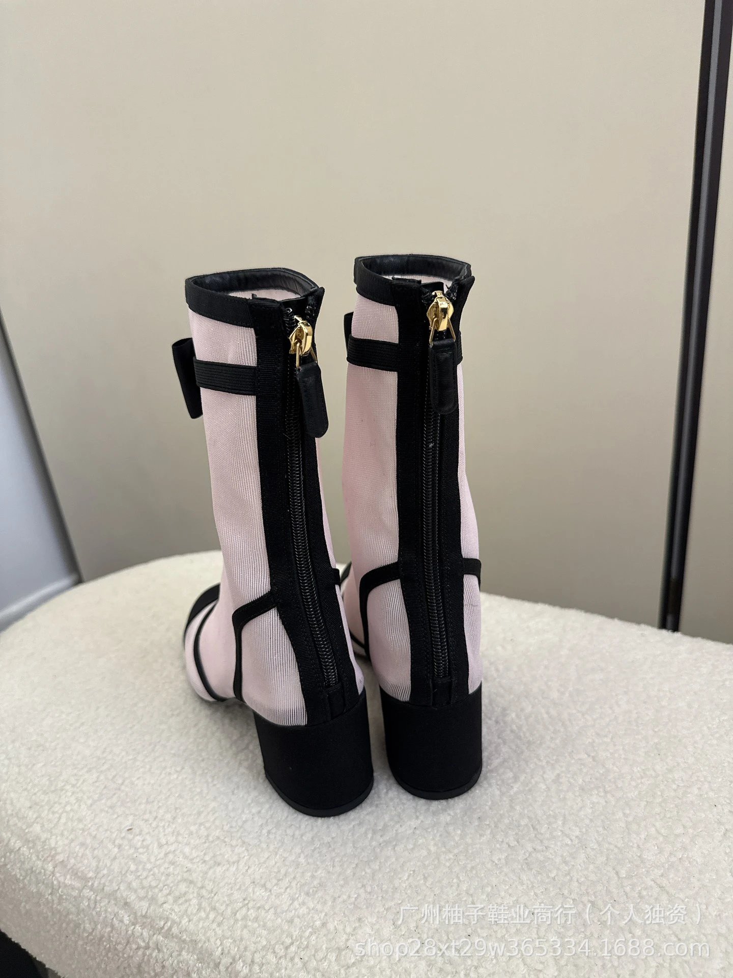 Chanel-inspired Bow Detail Beige and Black Cap-Toe Ankle Boots - 13