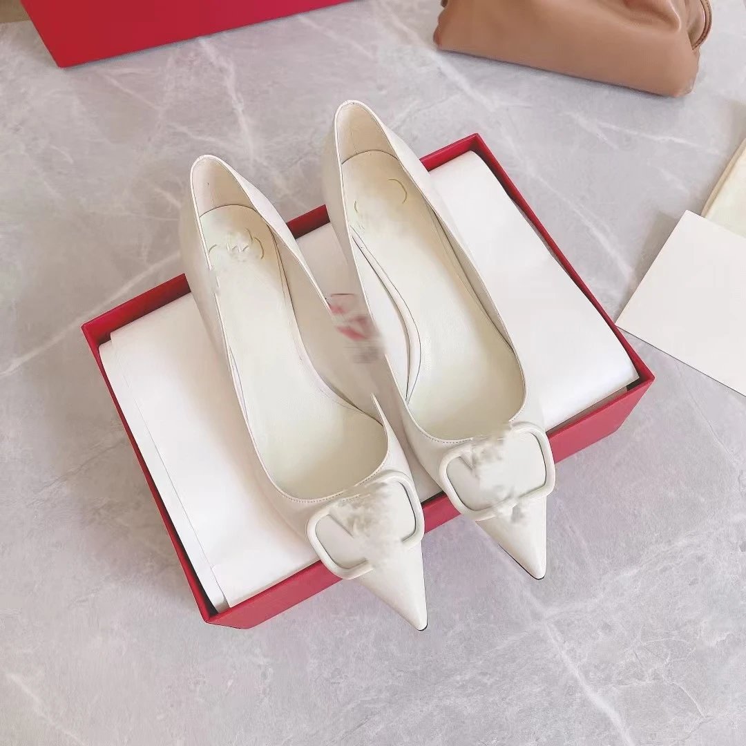 Dior J'Adior Silver Metallic Pointed-Toe Pumps with Crystal Buckle - 34