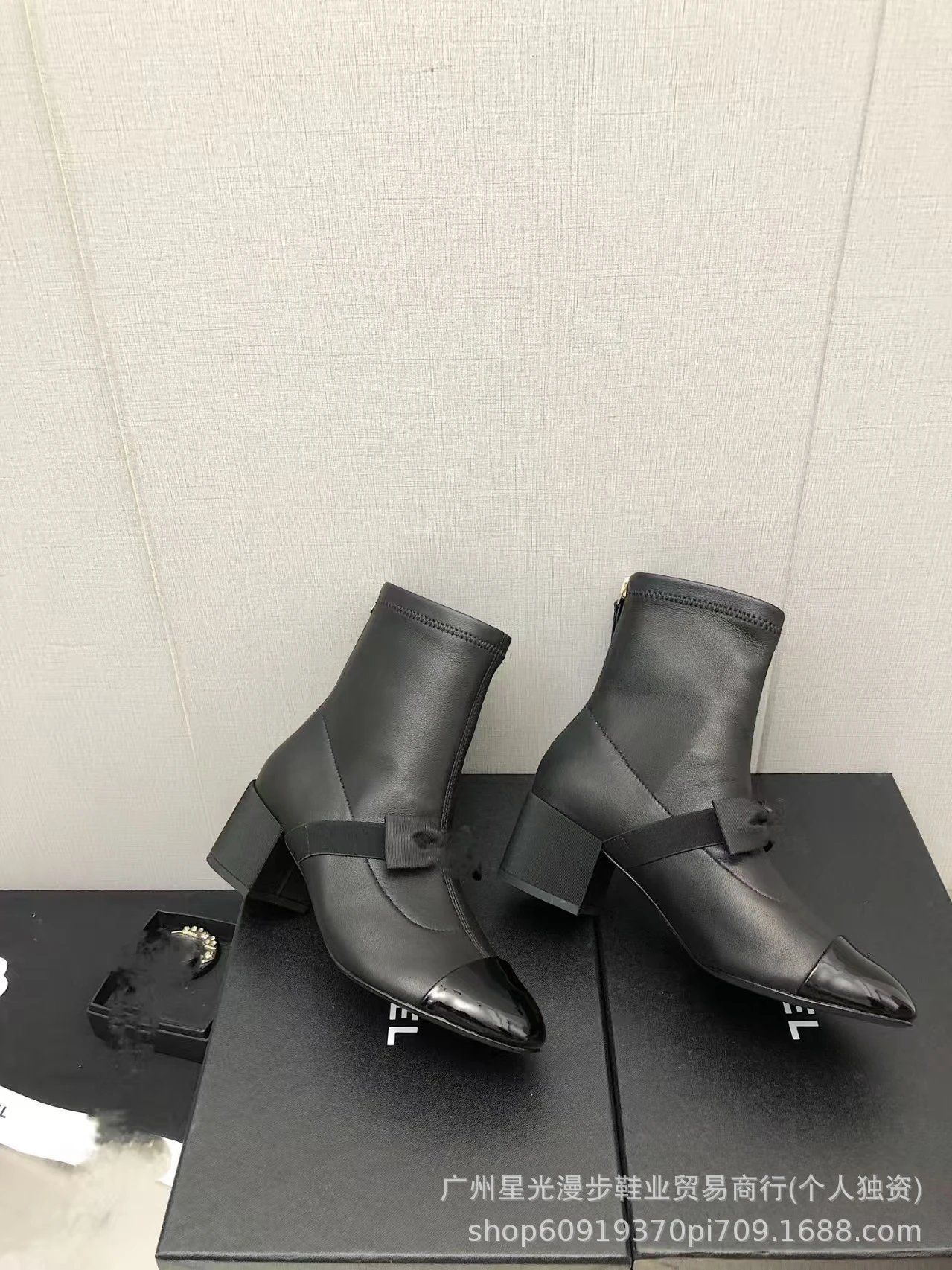 Chanel Combat Boots Black Leather Platform Lace-Up Boots - 15