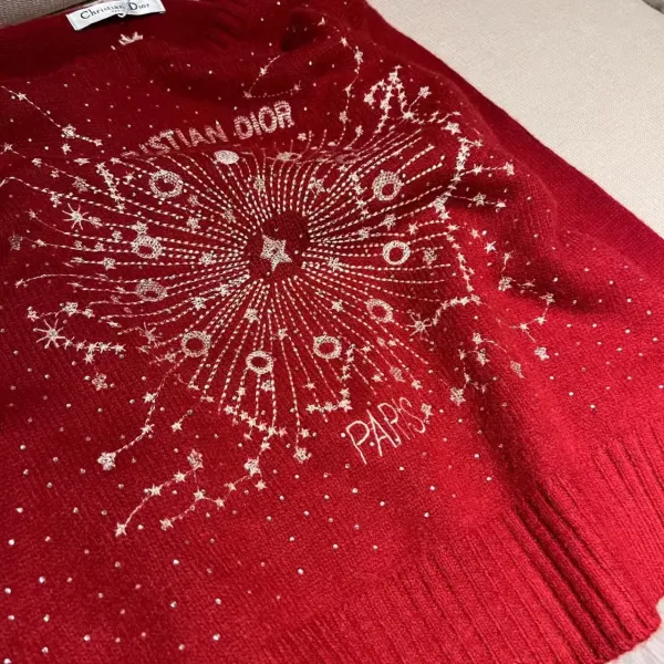 Christian Dior Constellation Embellished Sweater White and Red - 4