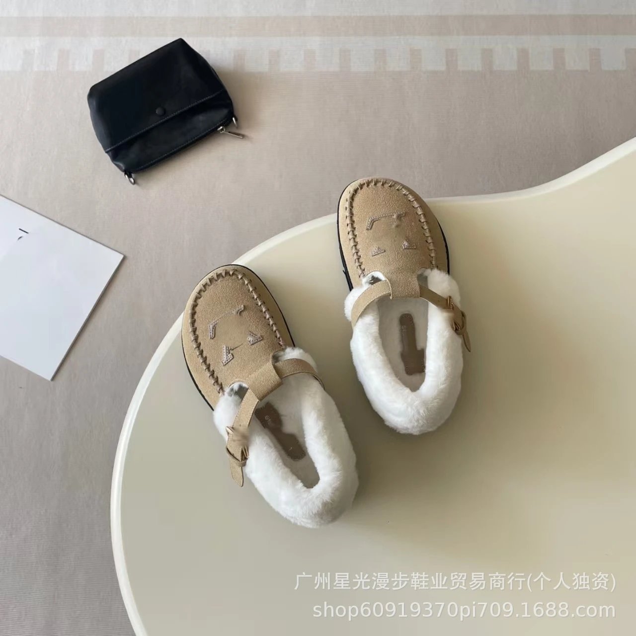 UGG T-Strap Shearling Loafers Gray - 13