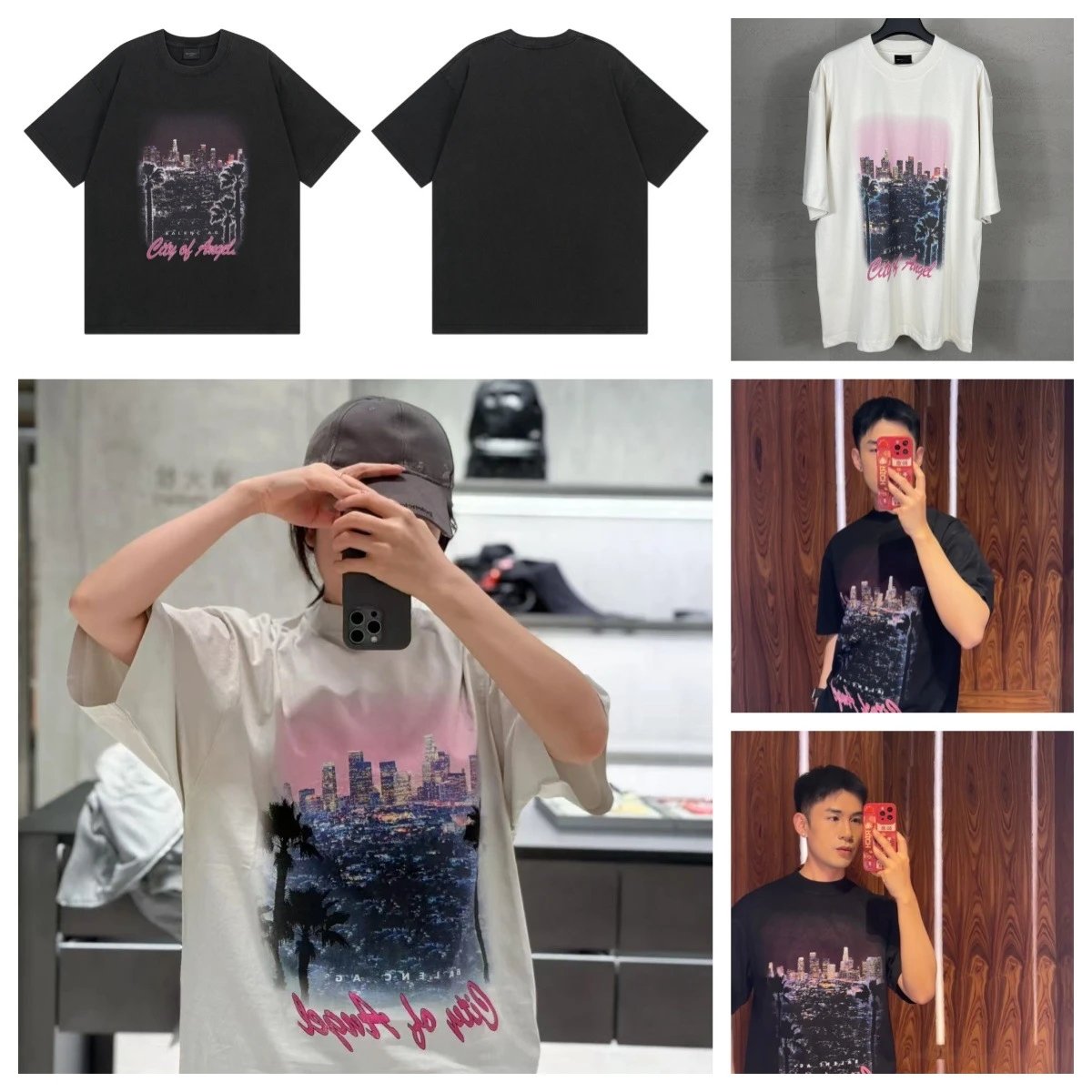 Balenciaga City of Angel Print Oversized T-Shirt White - 3