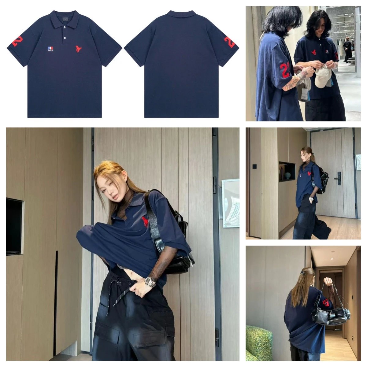 Balenciaga Paris Polo Navy Blue - 3
