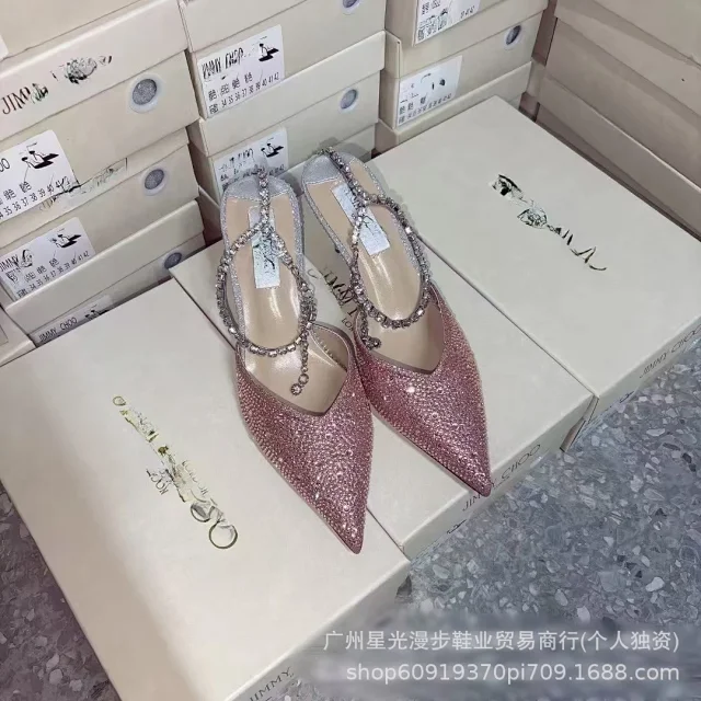 Jimmy Choo High Heels Rhinestone Pointed-Toe Ankle-Strap Stiletto Pumps product detail image 10